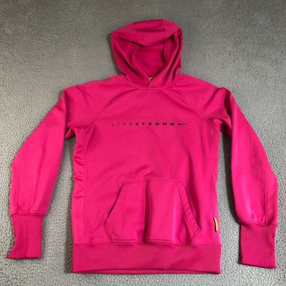 Nike Hoodie Womens Medium Pink Living Strong Therma-Fit Sportswear Pullover Logo - Picture 1 of 7